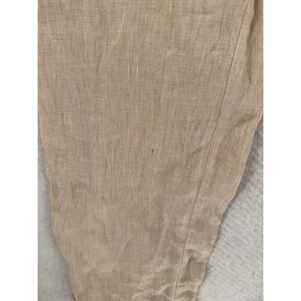 Baird McNutt Mens Beige Linen Murano Alex Fit Straight Leg Pants Sz 35x33